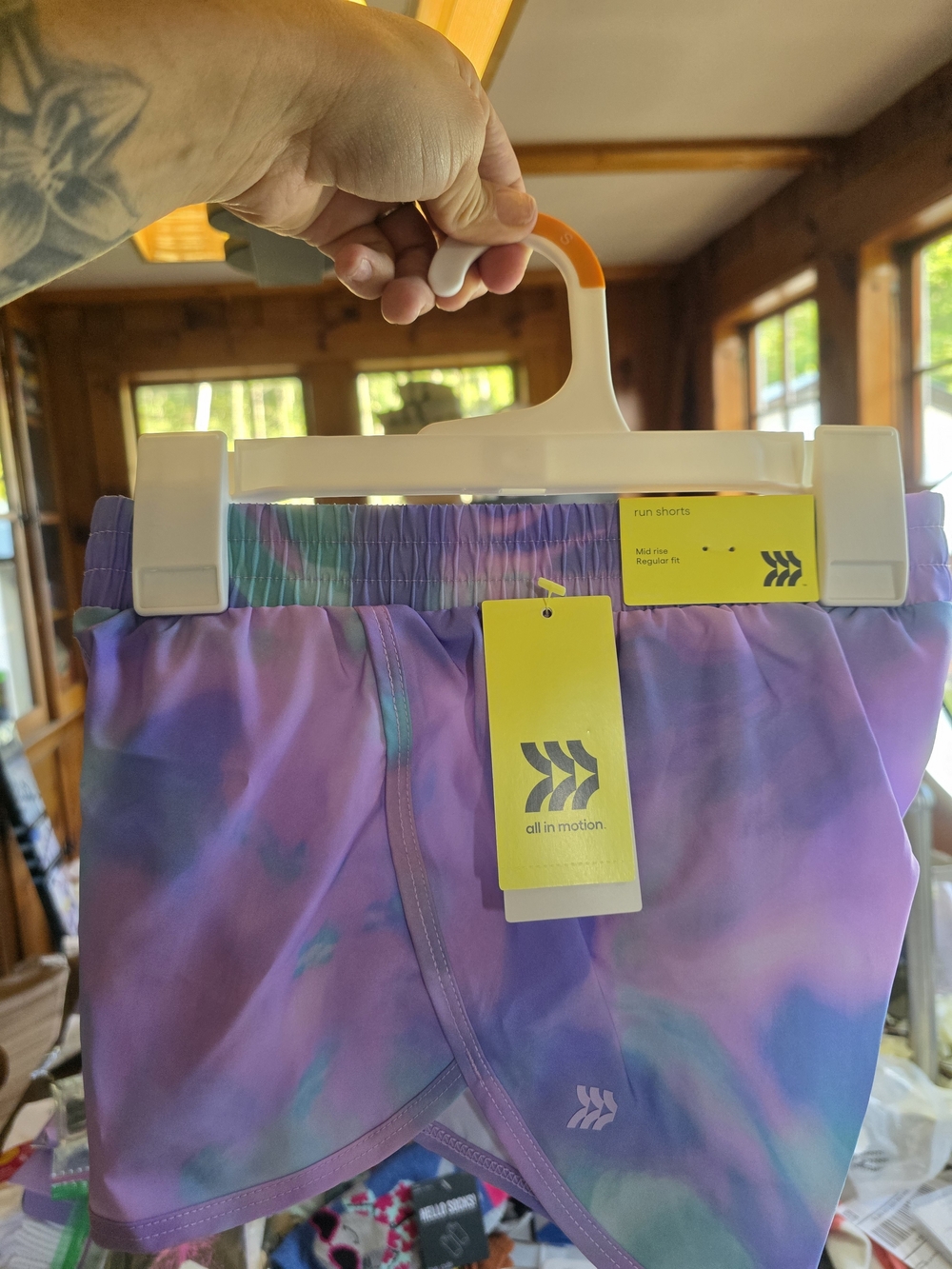 all in motion Purple Tie-Dye Active Kids Shorts with Aqua Accents